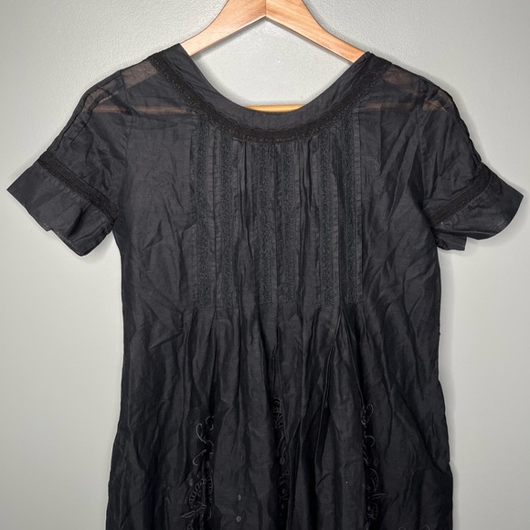 Anthropologie x Lithe Square Neck Pintuck Eyelet Dress Sheer Whimsigoth Boho - Picture 7 of 9